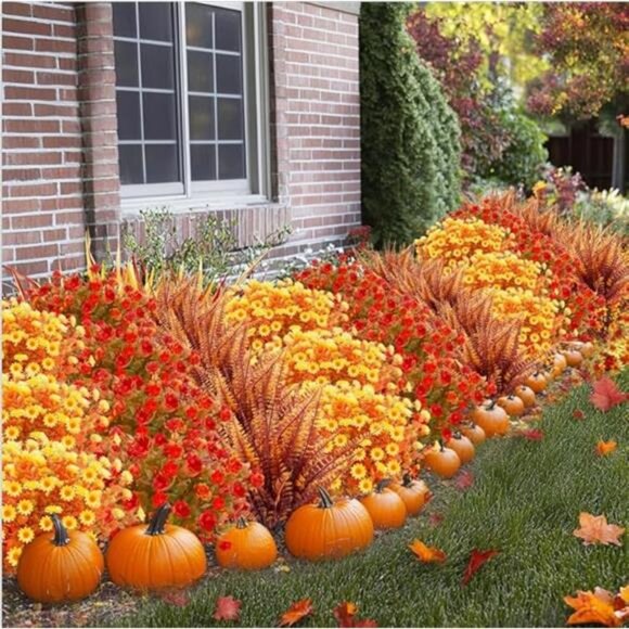 20 Bundles Artificial Fall Flowers for Outdoors Fall Decorations - UV Resistant - Picture 5 of 7